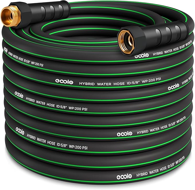 Heavy Duty Garden Hose 75ft, NON-EXPANDABLE Flexible Water Hose, Kink Resistant Lightweight Hybrid Hose, Leakproof Hose Male to Female Fittings