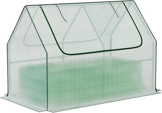BPS Raised Garden Bed Set, 4x2x1 FT Metal Bottomless Flower Bed with PE Cover for Outdoor Planting, White