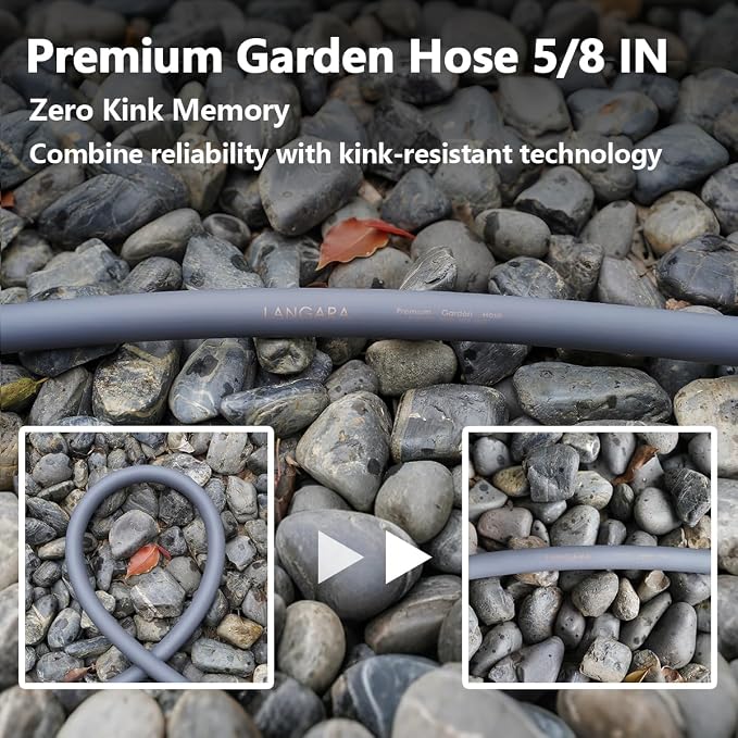 Heavy Duty Premium Garden Hose 90ft x 5/8", 300PSI Working, 1000PSI Burst, Hybrid Rubber Water Hose with Transparent Swivel Handle - Hot/Cold Water - Five Layered Braiding with Brass fittings (Grey)