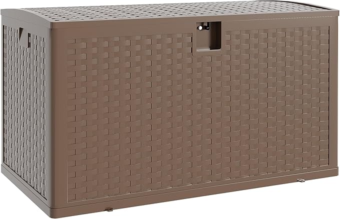 Gallon Patio Storage Box Waterproof Lockable, Outdoor Deck Boxs For Package Delivery, Resin Deck Box Container for Furniture Cushions, Garden Tools, Pool Accessories