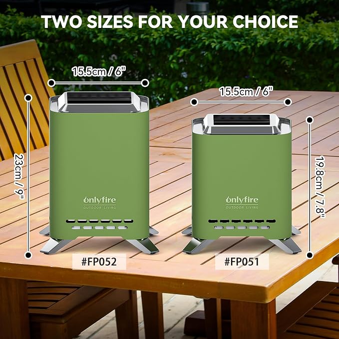 2-in-1 Smokeless Fire Pit with Pot Bracket & Carry Bag, Portable Camping Stove, Wood Burning Mini Tabletop Fireplace for Patio Backyard RV Tailgating, Green 7.8", #FP051