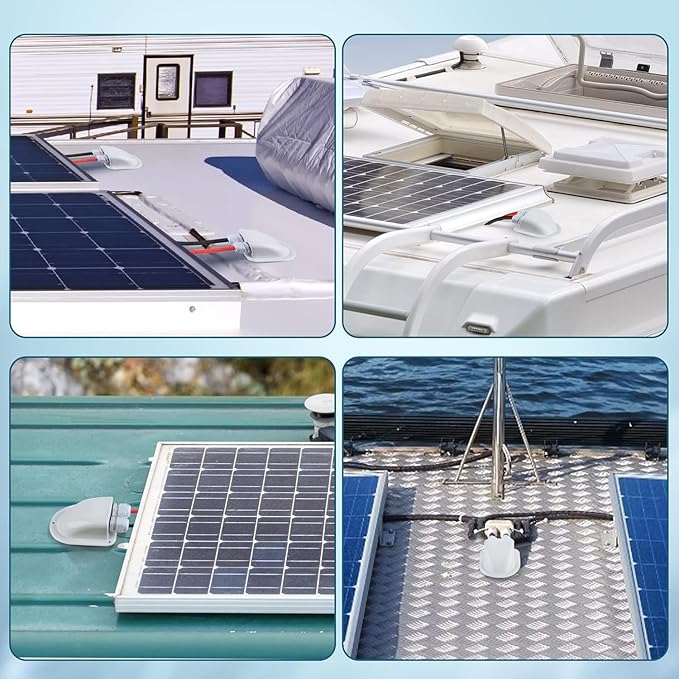 Enhon 4 Pack Solar Cable Entry Gland, Weather Resistant Solar Gland, Dual Cable Entry Housing for All Types 3mm² to 10mm² RV, Caravan, Marine, Boat, Cabin (White)