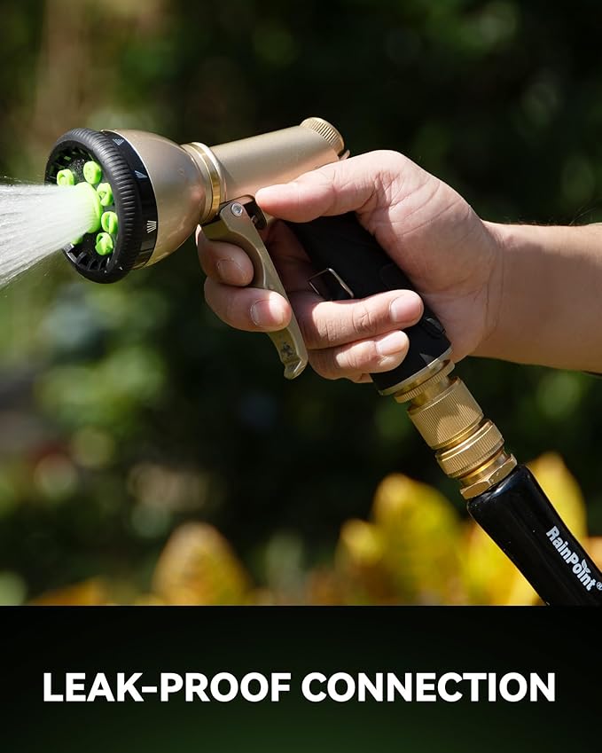 RainPoint Garden Hose Quick Connectors, Heavy Duty Solid Brass 3/4 Inch GHT, Universal Leak-Proof Fittings for Easy Water Hose Connection (4 Sets)