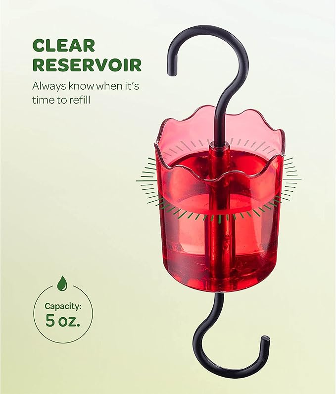 Ant Moat for Hummingbird Feeders Ant Guard Keeps Away from Feeders, Made of Durable Plastic, Red Color/Rustproof S Hooks, Suitable for All Hummingbird Feeders
