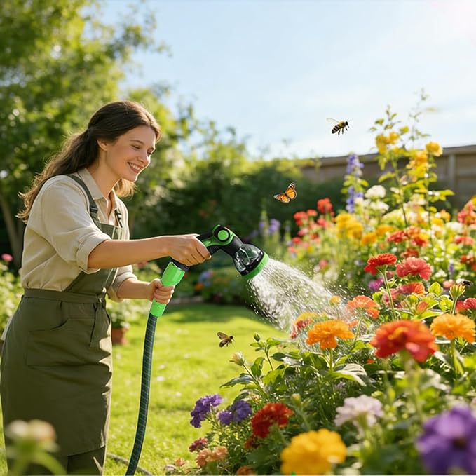 Garden Hose, 50Ft Ultra Flexible Water Hose, with 10 Function Sprayer,Ultra-Lightweight,Leak-Proof,Non-Slip Swivel Handles, Non-Expand,Non-Kink Hoses for Yard, Lawn,Outdoor (GreenBlack,50Ft)
