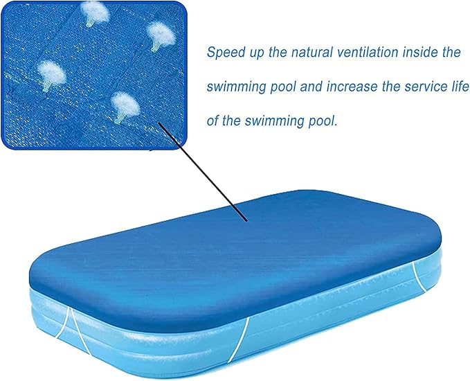 Rectangular Pool Cover, Fits 120 in x 72 in Inflatable Swimming Pool, Above Ground Pool Covers, Inflatable Pool Cover for Outdoor Paddling Family Pools (Swimming Pool Cover)