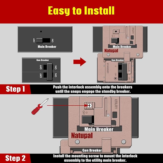 Generator Interlock Kit Compatible with Siemens and Murray, ECSBPK03 Mechanical Interlock Kit Between The Main Breaker Powered by Utility Power and Generator Powered by Standby Power.