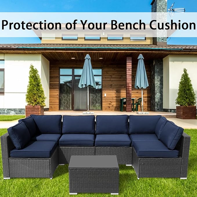 14Pieces Patio Cushion Covers Replacement Outdoor Water-Resistant Couch Covers Splashproof UV-Resistant Furniture Protectors Cushion Sofa Slipcovers Set with Zippers,Cover Only