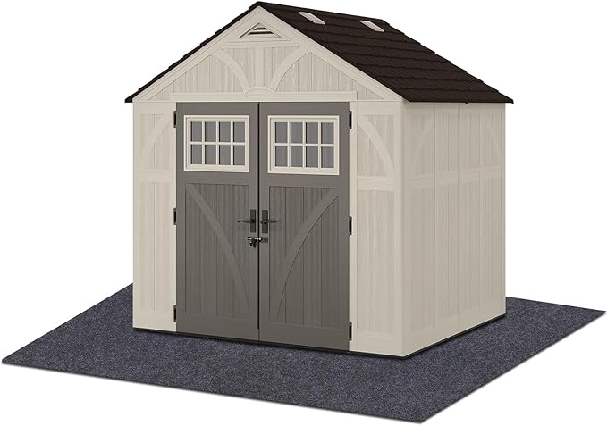 Outdoor Storage Shed Mat，Anti-Slip Patio Furniture Floor Mat，Waterproof Carport Mat，Backing prevents liquid penetration，Soft Material, Non-slip Backing,Washable，Excluding storage shed (8 × 8 FT)
