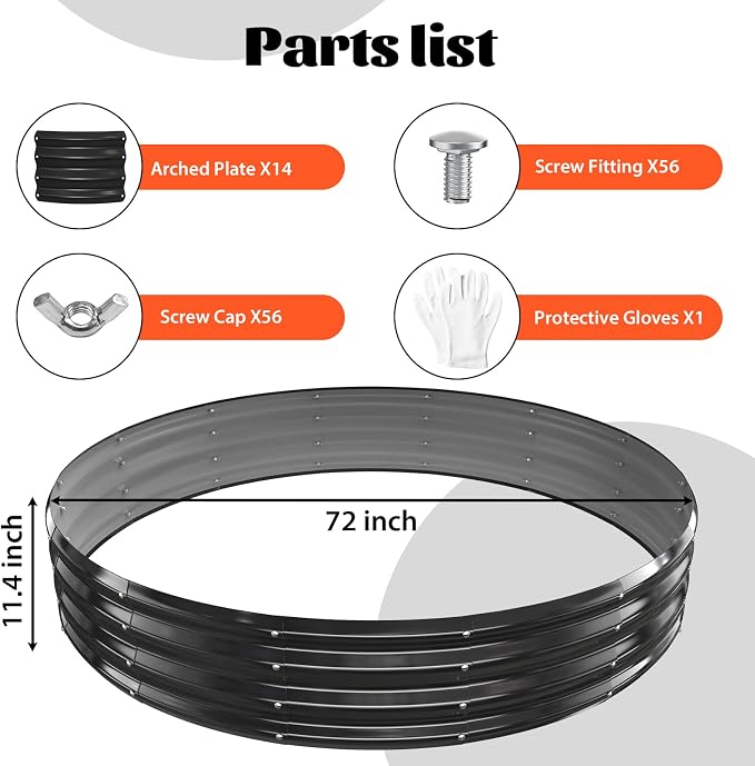 YSEJOMP 72 Inch Round Galvanized Fire Pit Ring/Fire Ring - Foldable and Perfect for Outdoor Gatherings and Campfires in The Yard/Garden/Park/Beach (Black+Gray, 6 FT Diameter+1 FT Tall)