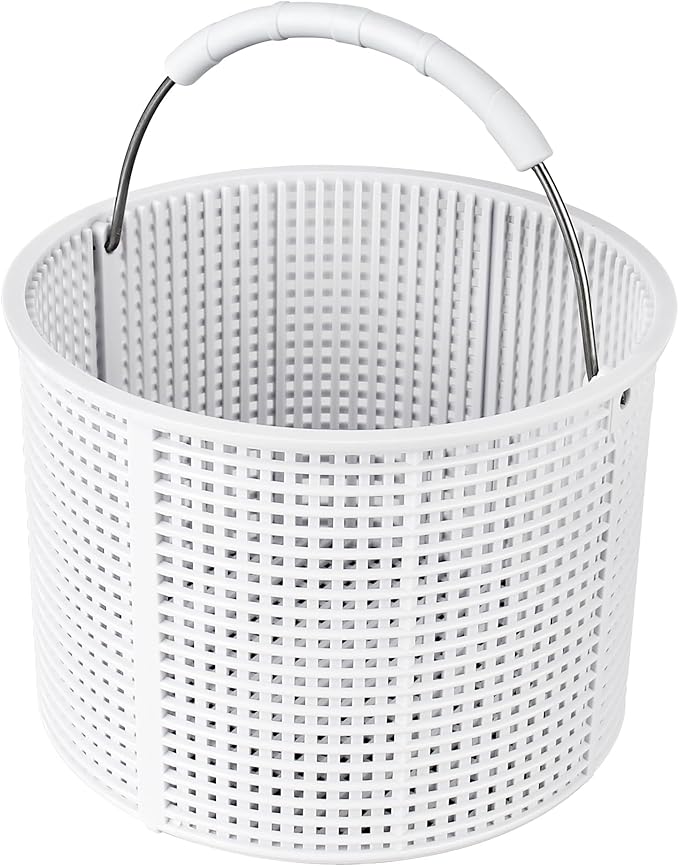Upgrade Pool Skimmer Basket - Stainless Steel Handle & Rubber Grip | Direct Replacement for Hayward SPX1082CA & Aladdin B-152, Compatible with Hayward SP1082, SP1075 In-Ground Pool Skimmers