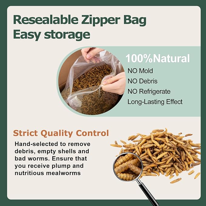 5LB Dried Black Soldier Fly Larvae for Chickens Treats Bulk, Non GMO BSF Larvae 85X More Calcium Than Dried Mealworms for Laying Hens, Chicken Worms for Wild Birds