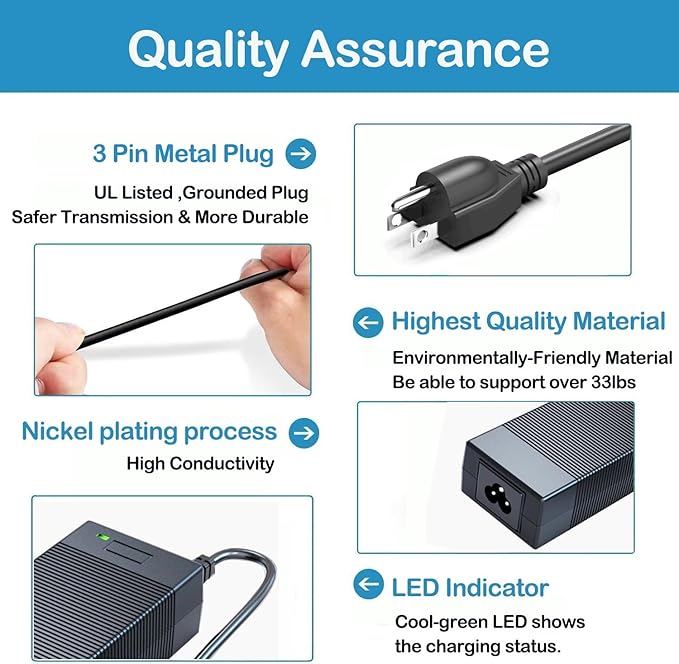 for Jackery 300/500/550 Charger,24V 90W AC Adapter for Jackery Portable Power Station Explorer 300 500 550 E300 E500 E550 Solar Generator 293Wh 518Wh 550Wh Lithium Battery Giomre M6 Power Supply Cord
