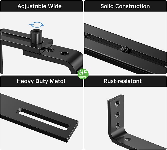 HFHOME 4PCS Adjustable Planter Window Box Planters Hanging Flower Box Holders Brackets, Heavy Duty Wall Mount Holder for Windowsills, Garden, Fences, and Balcony - Black