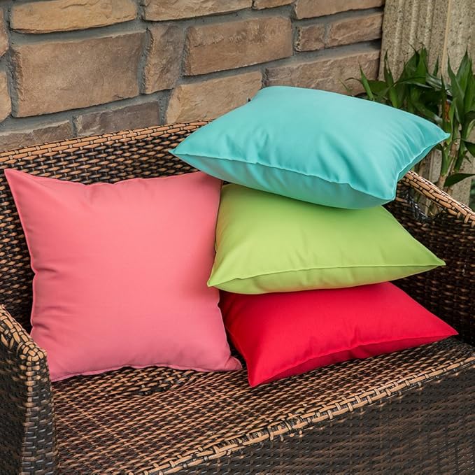 MIULEE Pack of 2 Decorative Outdoor Waterproof Pillow Covers Square Garden Cushion Sham Throw Pillowcase Shell for Spring Valentine's Day Patio Tent Couch 18x18 Inch Pink