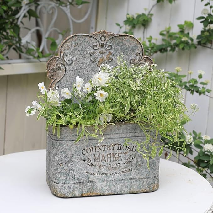 All Chic Metal Wall Planter Wall Mount Planter Metal Hanging Planter Wall Vases for Flowers Planters for Outdoor Plants for Farmhouse Decor (Rustic)