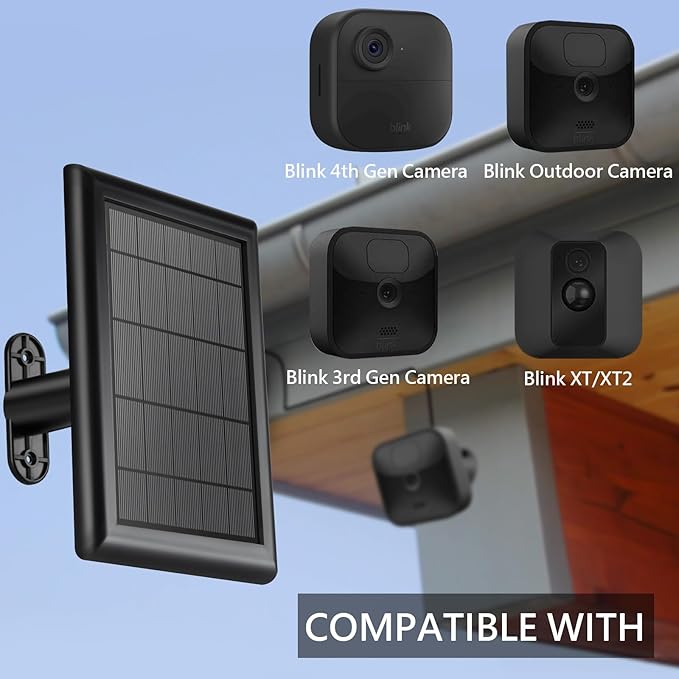 5W Solar Panel Charger with 3500mWh Internal Battery Compatible with Blink Outdoor 4 (4th Gen)/Blink (3rd Gen) XT3 & Blink XT/XT2 Camera,10Ft Outdoor Power Cable and Adjustable Mount (2Pack-Black)