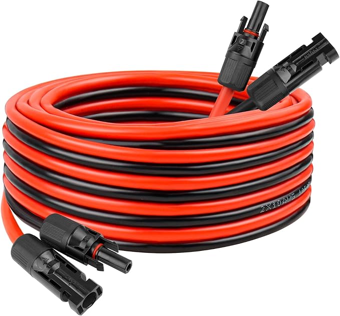 10 AWG Solar Extension Cable 15FT, Flexible Solar Panel Wire with Male to Female Connector Parallel Tinned Copper Wire for Solar Panel, Automotive, RV, Boat, Outdoors