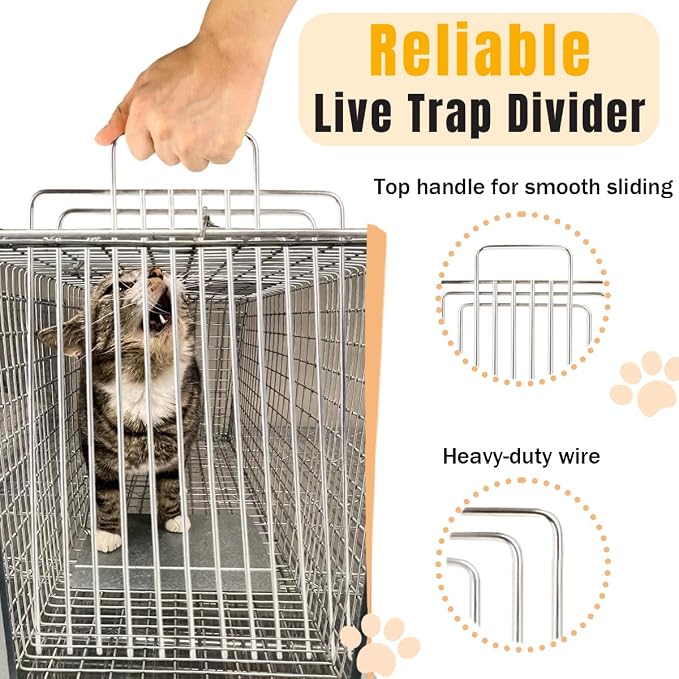 Trap Divider for 12" Wide and Smaller Traps and Feral Cat Cages, Stainless Steel Small Animal Fork Divider