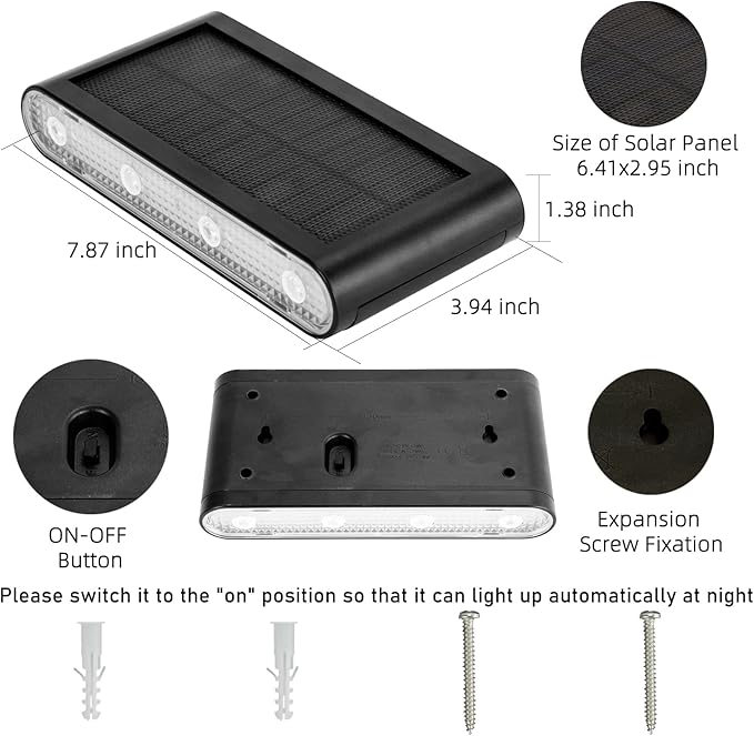 Solar Wall Lights Outdoor, 3000K Warm White, Waterproof, Stylish Mordern Lights, Bright Solar Up and Down Wall Sconce Lighting with 8 LED for Exterior, Porch, Patio, Fence, Garage (4PK)