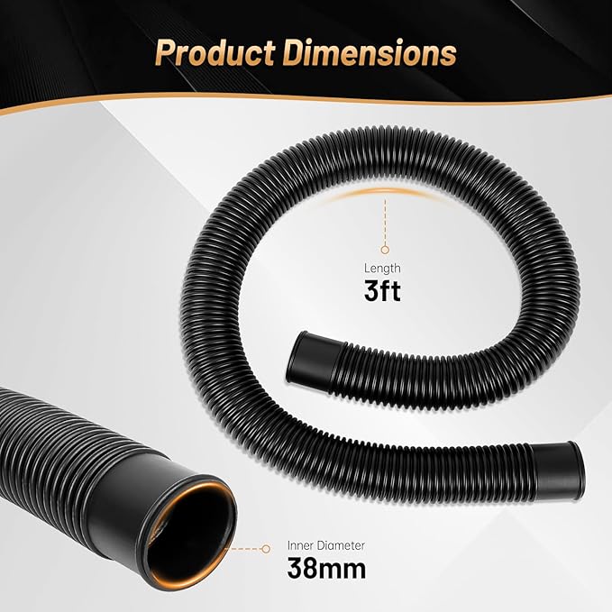 Pool Pump Filter Connection Hose 1-1/2" by 3FT, Replacement Hose for Above Ground Pools Skimmer Filters & Pumps, Black
