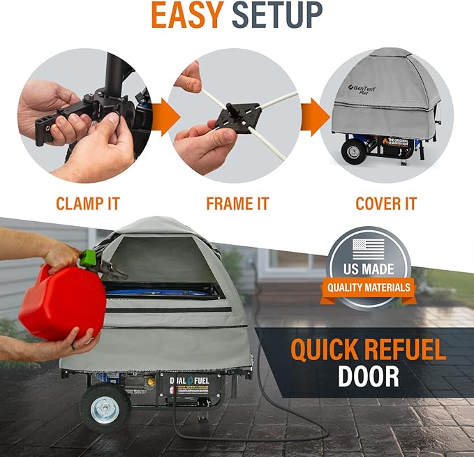 GenTent Open Frame Running Cover – Universal Kit Generator Tent (Gray, Original - Plus)