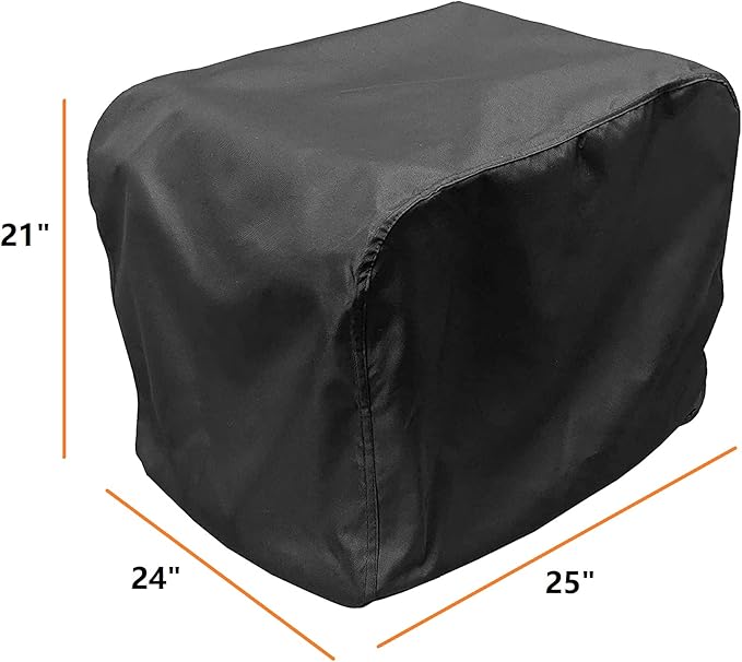 Generator Cover Waterproof, Heavy Duty Thicken 600D Polyester with Elastic Drawstring, Weather/UV Resistant Generator Cover for Universal Portable Generators 3000-5000 Watt (25''L x 24''W x21''H)