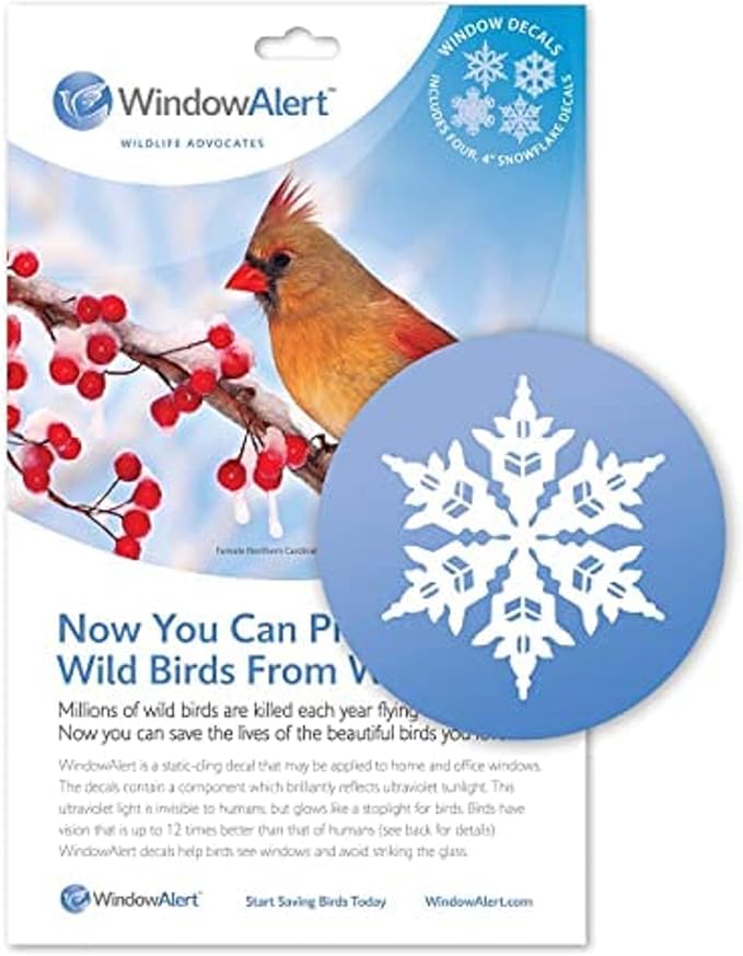 WindowAlert Snowflake Anti-Collision Decal - UV-Reflective Window Decal to Protect Wild Birds from Glass Collisions - Made in The USA