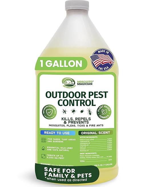 Mosquito Magician Ready-to-Use Mosquito Yard Spray 1 Gal (original scent) – Kills Mosquitoes, Fleas & Fire Ants, Repels & Prevents Ticks – Essential Oil Formula for Sprayers, Foggers & Misting Systems