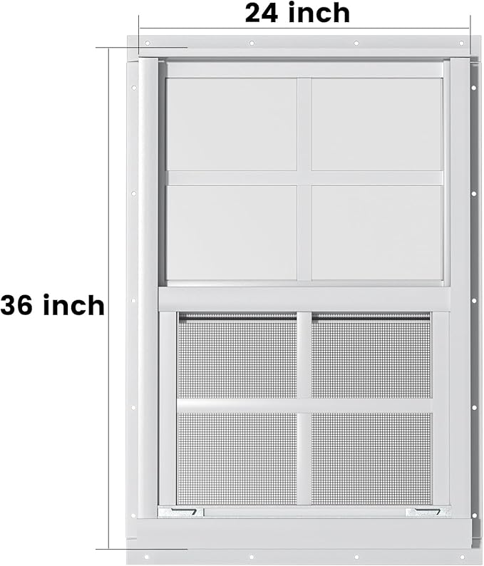 WRISIN 2 Pack Shed Windows 24" x 36" H Flush Mount, White Household Windows for Playhouses, Barns, Chicken Coop