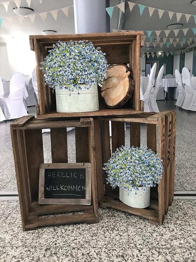 Baby's Breath Artificial Flowers Bulk 10 Pack (30pcs) Faux Baby Breath Plastic Flower Fake Gypsophila Flower Arrangement for Crafts Fake Flowers Bouquet for Wedding Centerpieces Blue Baby Breath