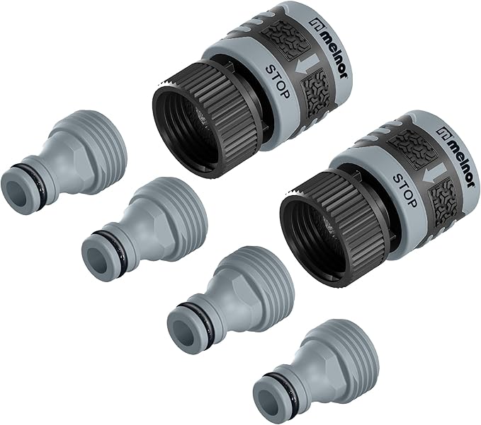 XT Turbo Oscillating Sprinkler & 65175AMZ 6 Piece Quick Connect Set Connector Bundle, Black, Blue