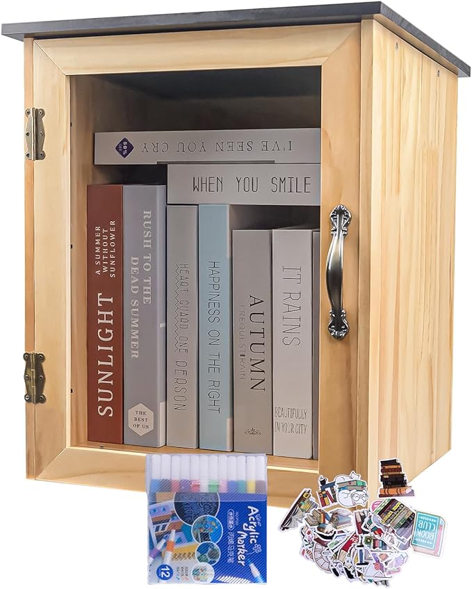 Little Library Box Outdoor, Free Outdoor Litte Library Box Storage, Free for Neighborhoods, Community, Sharing Books, Literature, Newspaper etc.(1 Pcs Sticker)