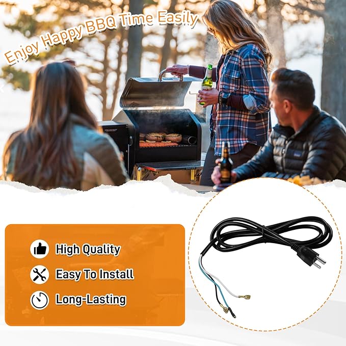 110V Power Cord for GMG Green Mountain Grill Jim Bowie & Daniel Boone 110V Choice Model Pellet Grills, P-1091 Power Cord Replacement Part for GMG DB/JB Choice Wood Pellet Grills
