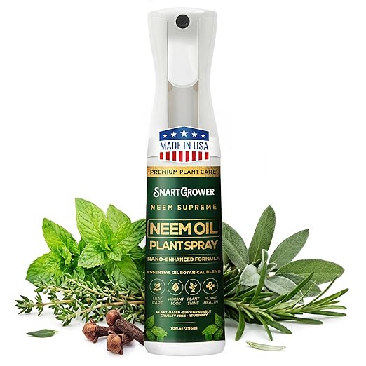 Neem Oil Spray for Plants Botanical Blend Premium Continuous Sprayer – Plant Wash with Natural Essential Oils, Ready-to-Use Plant Mister Spray for Gardens, Houseplants, Indoor & Outdoor – 10 oz