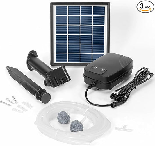 Biling Solar Pond Aerator with Battery Backup, 3 Modes Solar Powered Air Pump with Pond Bubble Regulator for Outdoor Fish Pond Stock Tank Aquarium Hydroponics