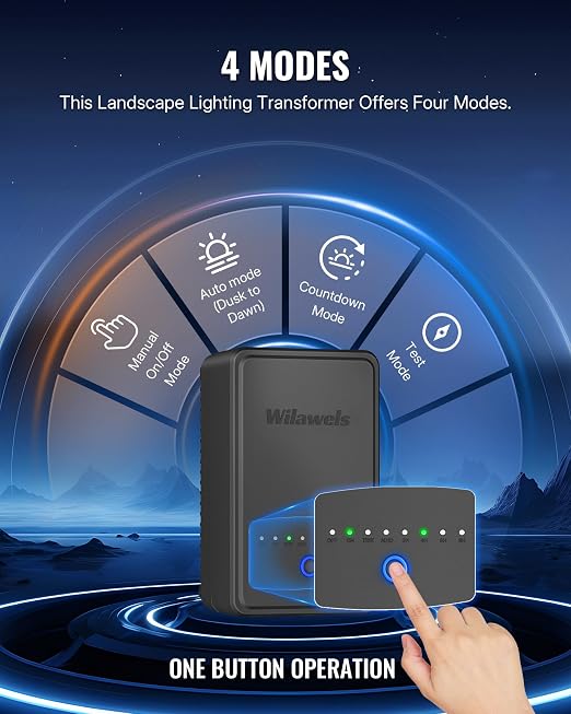 120W Low Voltage Landscape Transformer, Weatherproof Outdoor Low Voltage Transformer, 120V AC to 12V DC, Landscape Lighting Transformer with Timer and Photocell Sensor, ETL Listed A03LT06