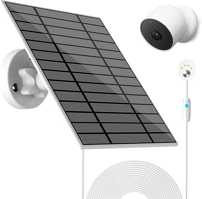 Solar Panel Compatible with Google Nest Camera Outdoor & Indoor (Battery Version), 6W Solar Power Charger for Google Nest Camera Solar Panel with Indicator Light 13ft Cable