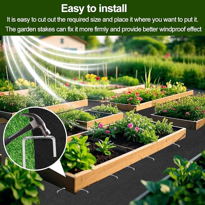 1Pcs Recycled Felt Mulch Mat Roll 2'x 8.2' Black Reusable Fabric Walkway Mat Nonwoven Permanent Mulch Pathway Durable Landscaping Mat for Plant Vegetables Flower Garden Weed Barrier Outdoor Playground