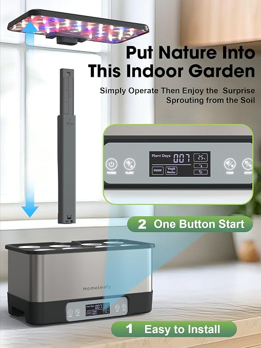 Hydroponics Growing System Kit, 8 Pods Smart Indoor Herb Garden with WiFi App Control, Seeds Pod Kit,LED Grow Light,Stainless Steel Herbs Planter for Lettuce,Basil,Gardening Gifts