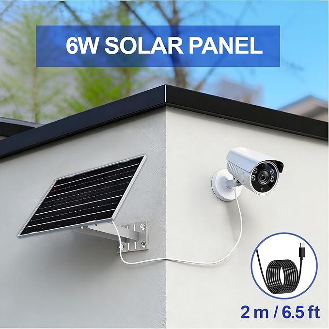 Eco-friendly 6W 5V Monocrystalline Solar Panel, Type-C Interface, IP66 Waterproof, 6.5-foot Cable, High Conversion Rate, Compatible with Various Electronic Devices
