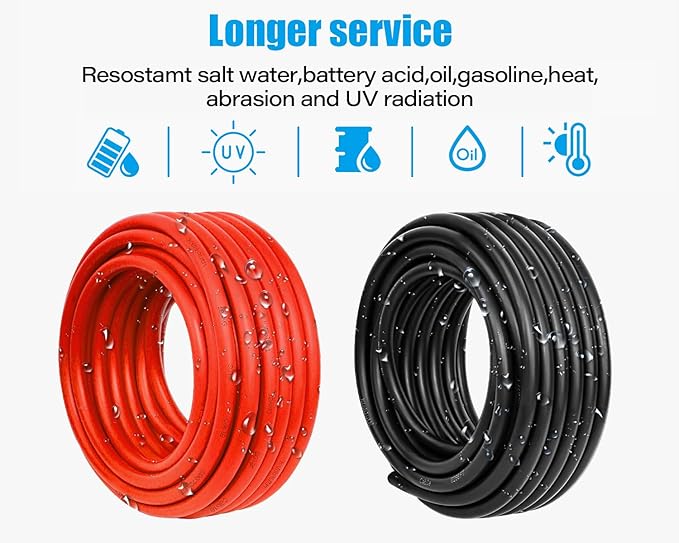 10 AWG Solar Cable 200FT Red + 200FT Black Tinned Copper Wire, 10 Gauge Solar Panel Wire for RV, Automotive, Trailer, Marine, Outdoors