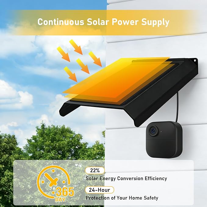 Solar Panel for Blink Camera, Solar Panels for Blink Outdoor 2K+/4(4th Gen)/(3rd Gen) XT3 and XT2/XT, Solar Charger Built-in 2000mAh Rechargeable Battery, Weatherproof Design (Camera Not Included)