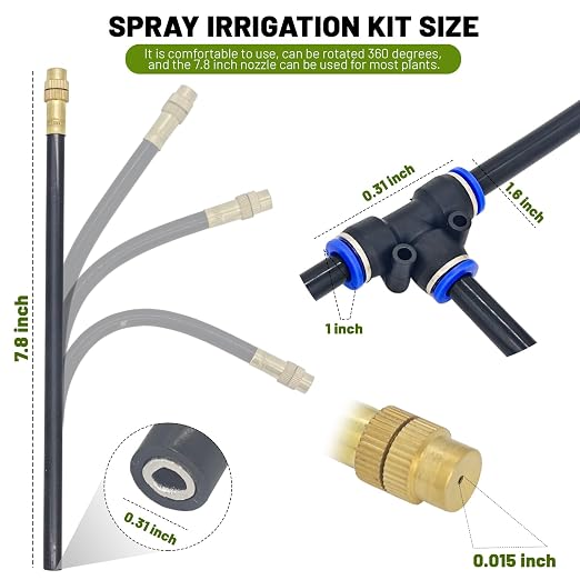 Thiswing 360° Adjustable Drip Irrigation System - 20 FT Automatic Garden Watering System with 5 Nozzles, Raised Bed Sprinkler System, Garden Mister for Yard, Lawn, Plants, 5/16" Tubing
