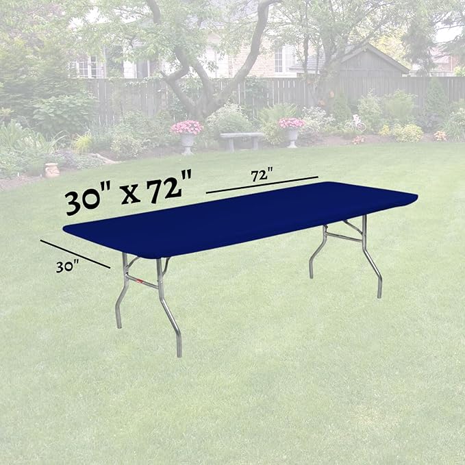 Kwik-Covers 6' Rectangle Plastic Table Covers 30" x 72", Bundle of 5 (Navy Blue)