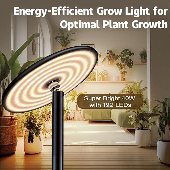 40W Full Spectrum Tall Grow Light, 85'' Adjustable Standing Plant Light for Indoor Plants, 10-Level Dimmable with 4/8/12H Timer, Sunlike for Large Plants & Indoor Trees