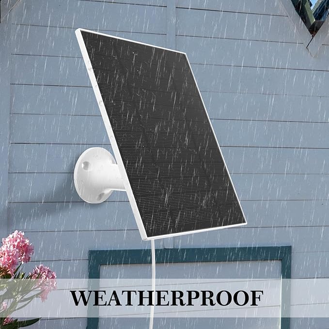 4 Pack 5w Solar Panels for Security Cameras Outdoor Waterproof Solar Panel for Ring Camera with Type-c and 360° Adjustable Safety Bracket Panel Charge Micro for Camera