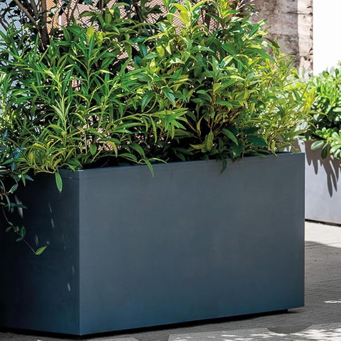 Deroma Millennium Planter | 23” x 10” x 10" Rectangle | Light & Durable Plastic | Indoor or Outdoor Pot for Patio/Porch | Includes Water Reserve & Drain Plug | Pot for Plants, Flowers, Garden | Black
