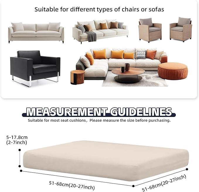 14Pcs Patio Cushion Covers,Outdoor Cushions Covers,Stretch Cushion Covers Replacement, Washable and Reusable Furniture Protectors(Beige)