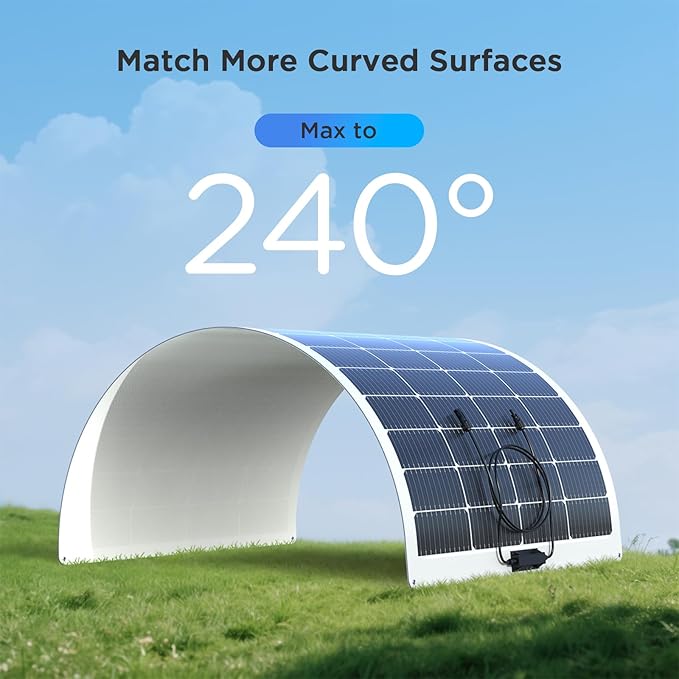 400W Flexible Solar Panel Set (2x200W), Cool-Running White Design, Premium ETFE Solar Array, Weatherproof Power Solution for Catamaran, Large RV, and Shed